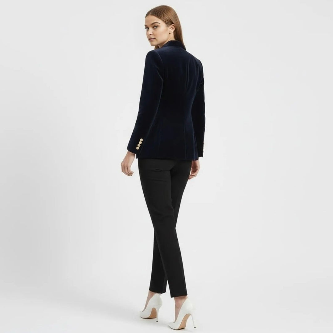 Women's Velvet Blazer Slim Fit - Satin Lapel Formal Occasion