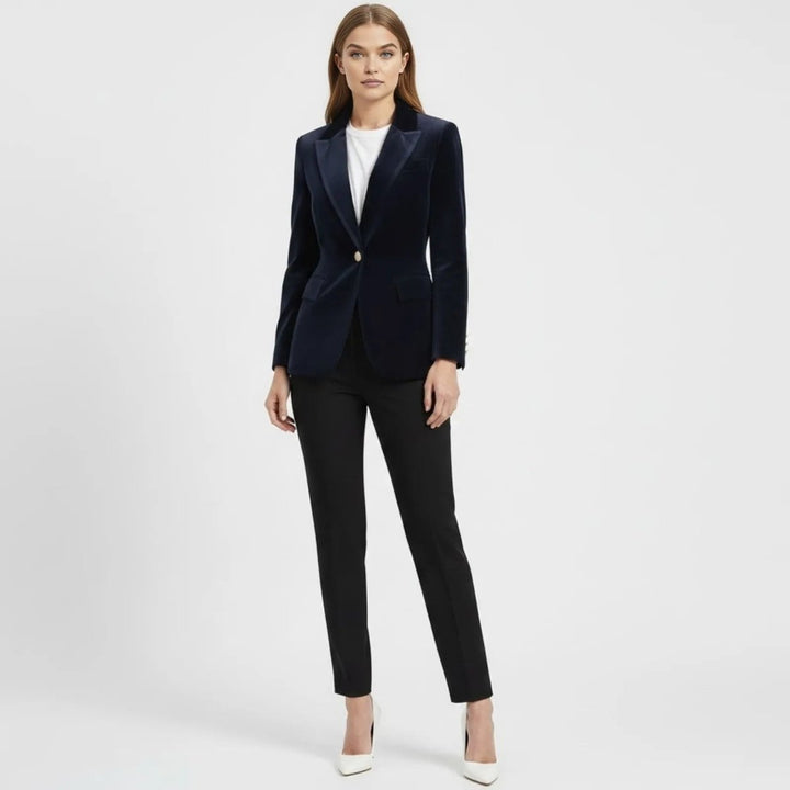 Women's Velvet Blazer Slim Fit - Satin Lapel Formal Occasion
