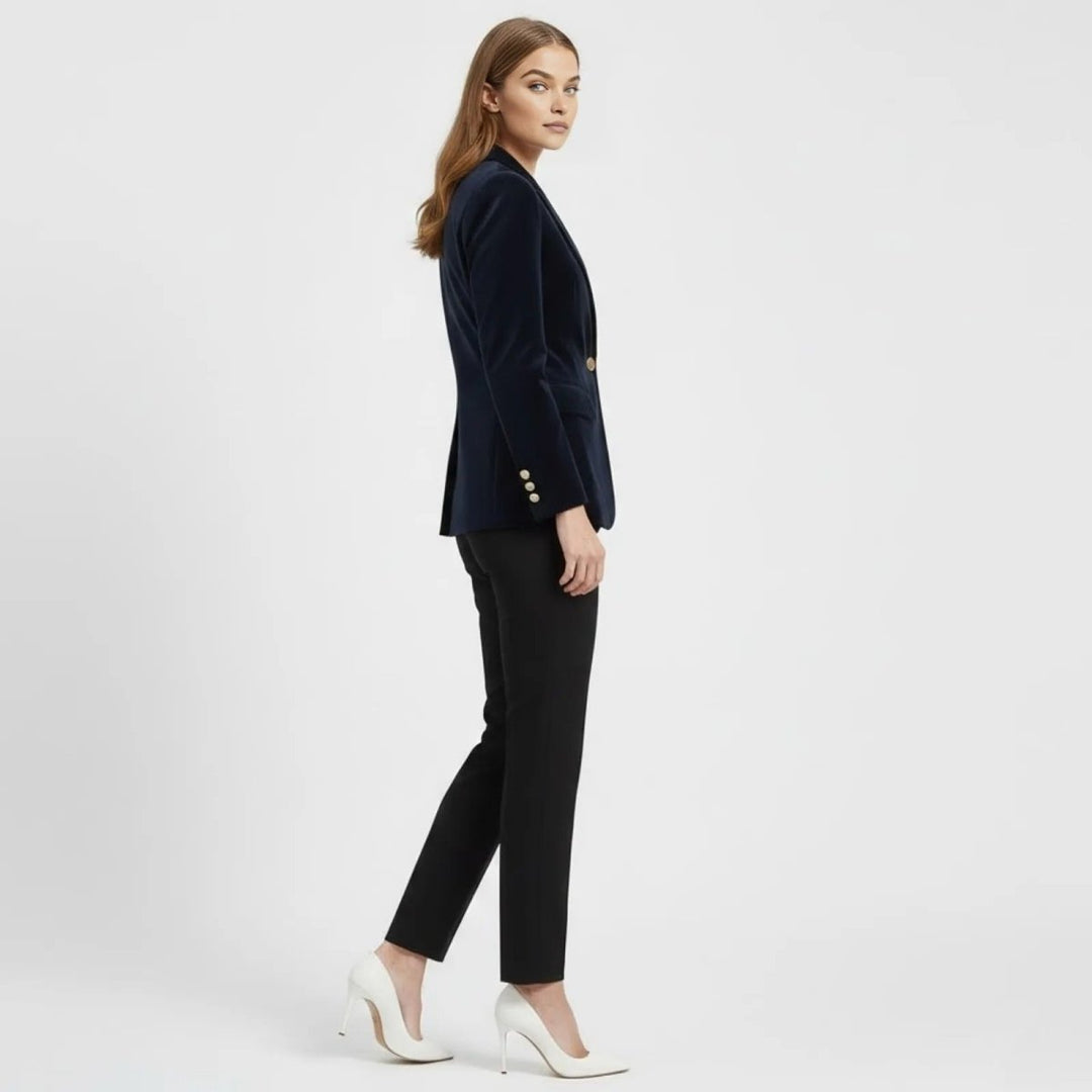 Women's Velvet Blazer Slim Fit - Satin Lapel Formal Occasion