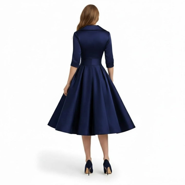 Women’s Satin Fit & Flare Midi Dress – Wedding Guest