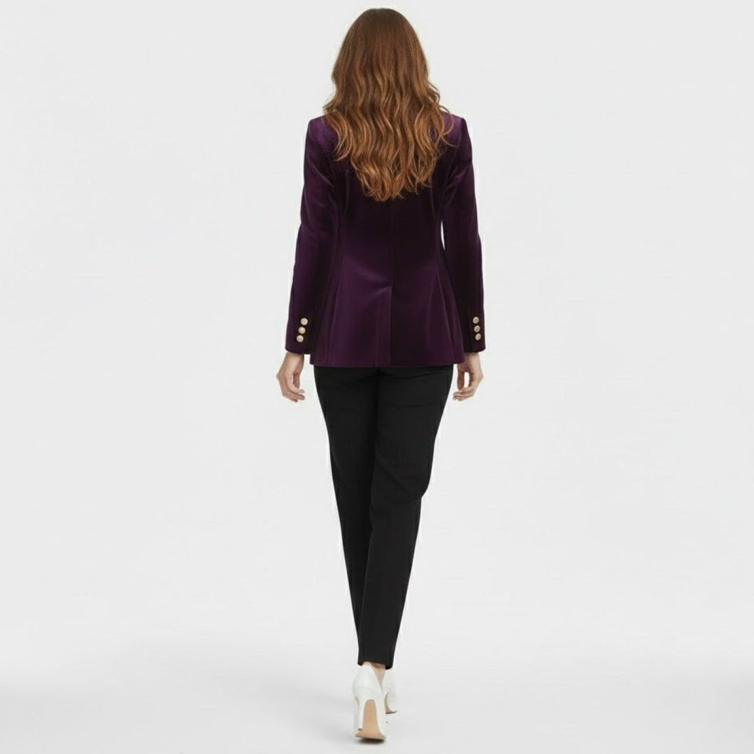 Women's Velvet Blazer Slim Fit - Satin Lapel Formal Occasion
