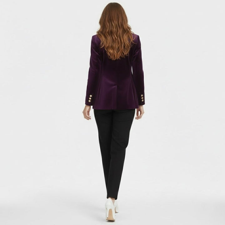 Women's Velvet Blazer Slim Fit - Satin Lapel Formal Occasion
