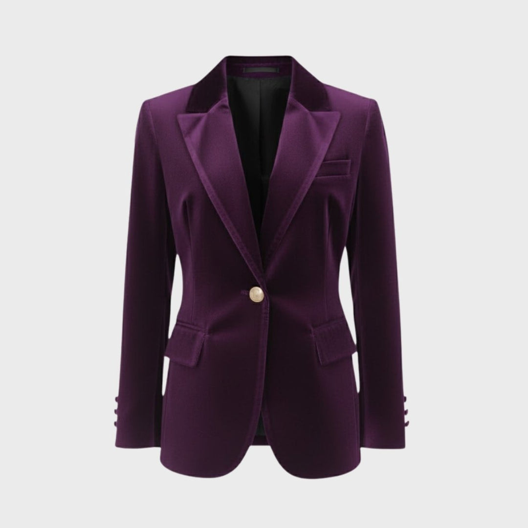 Women's Velvet Blazer Slim Fit - Satin Lapel Formal Occasion