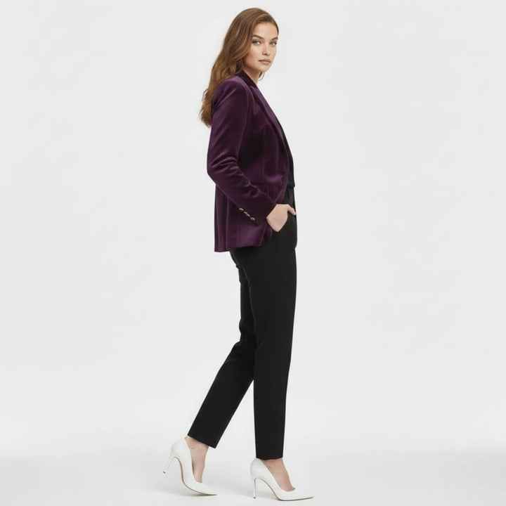 Women's Velvet Blazer Slim Fit - Satin Lapel Formal Occasion