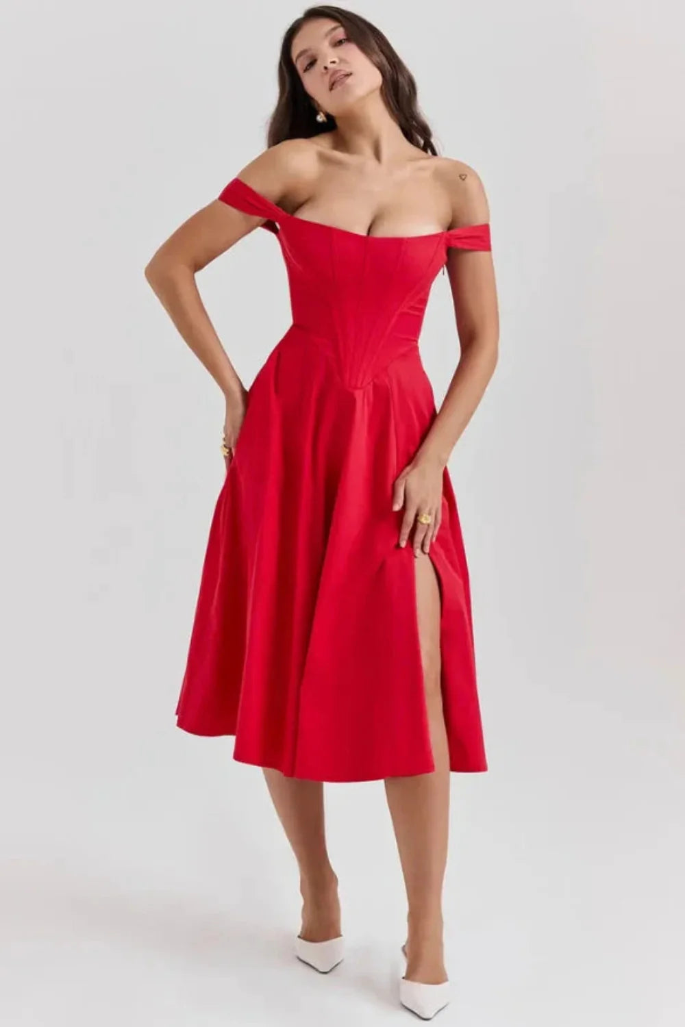Women's Sage Floral Wedding Guest Dress – Linen Corset Midi