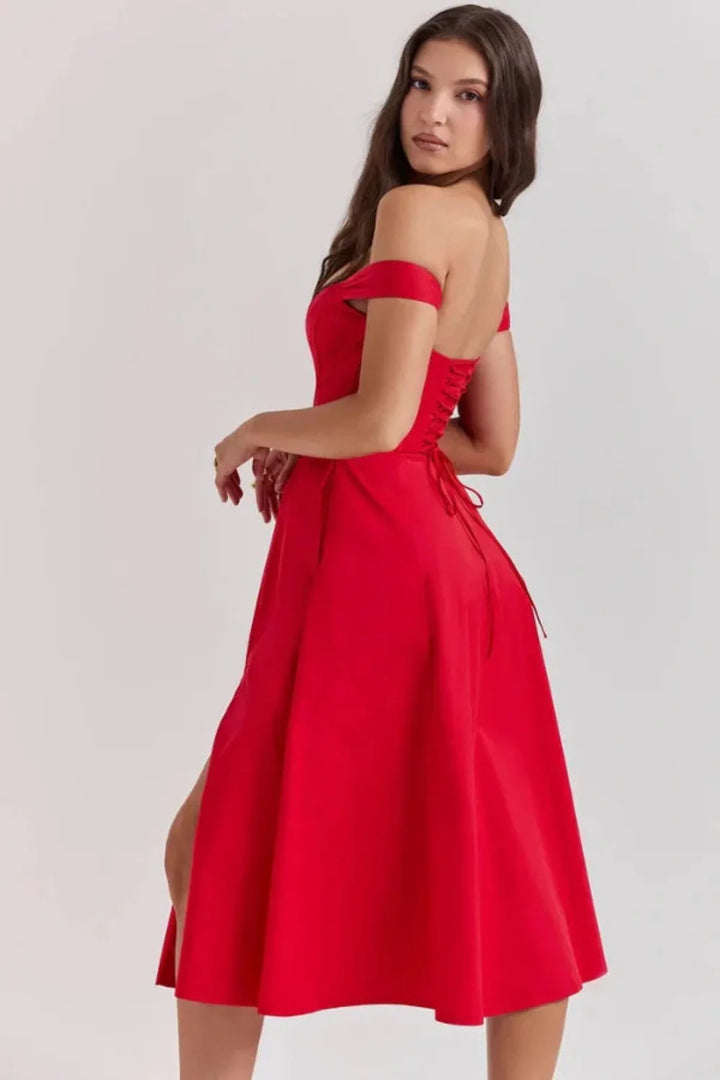 Women's Sage Floral Wedding Guest Dress – Linen Corset Midi