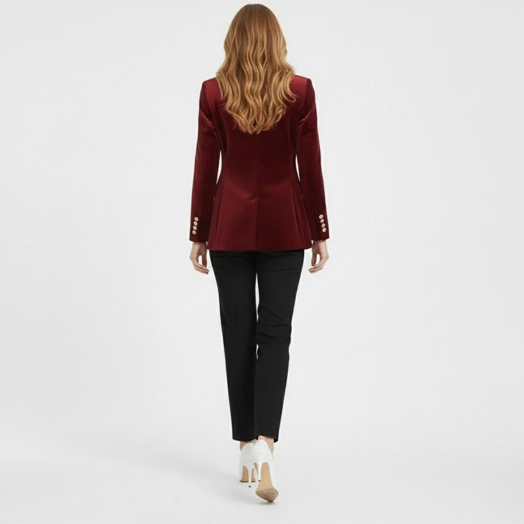 Women's Velvet Blazer Slim Fit - Satin Lapel Formal Occasion