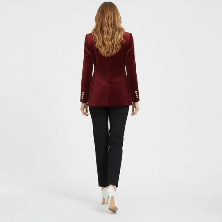 Women's Velvet Blazer Slim Fit - Satin Lapel Formal Occasion