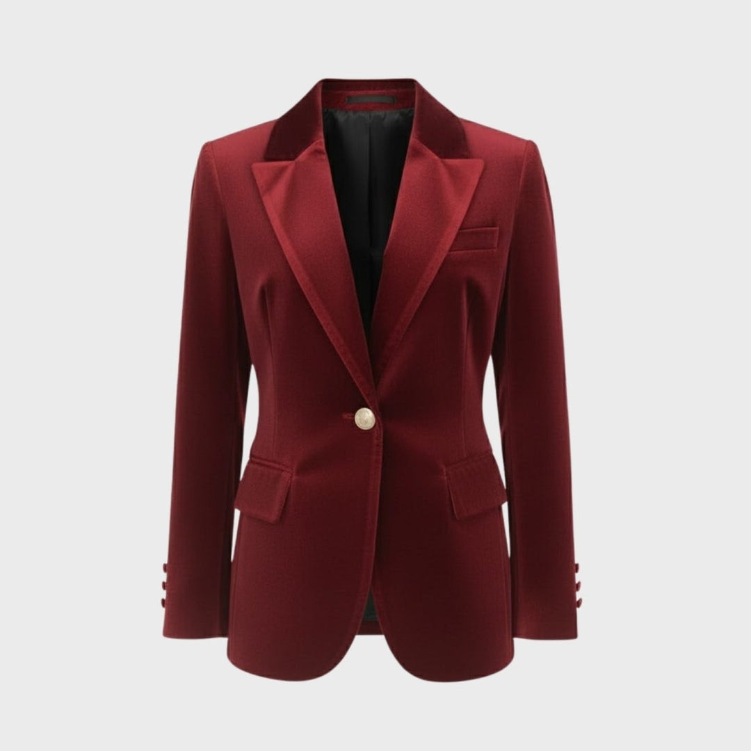 Women's Velvet Blazer Slim Fit - Satin Lapel Formal Occasion