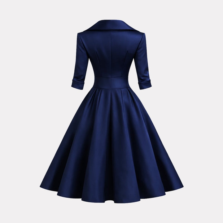 Women’s Satin Fit & Flare Midi Dress – Wedding Guest