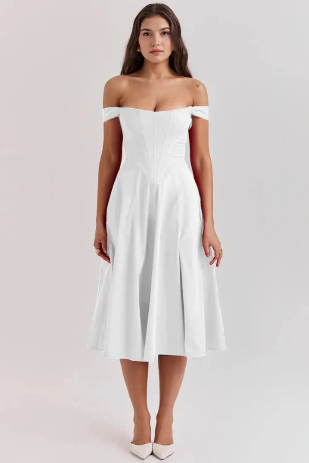 Women's Sage Floral Wedding Guest Dress – Linen Corset Midi