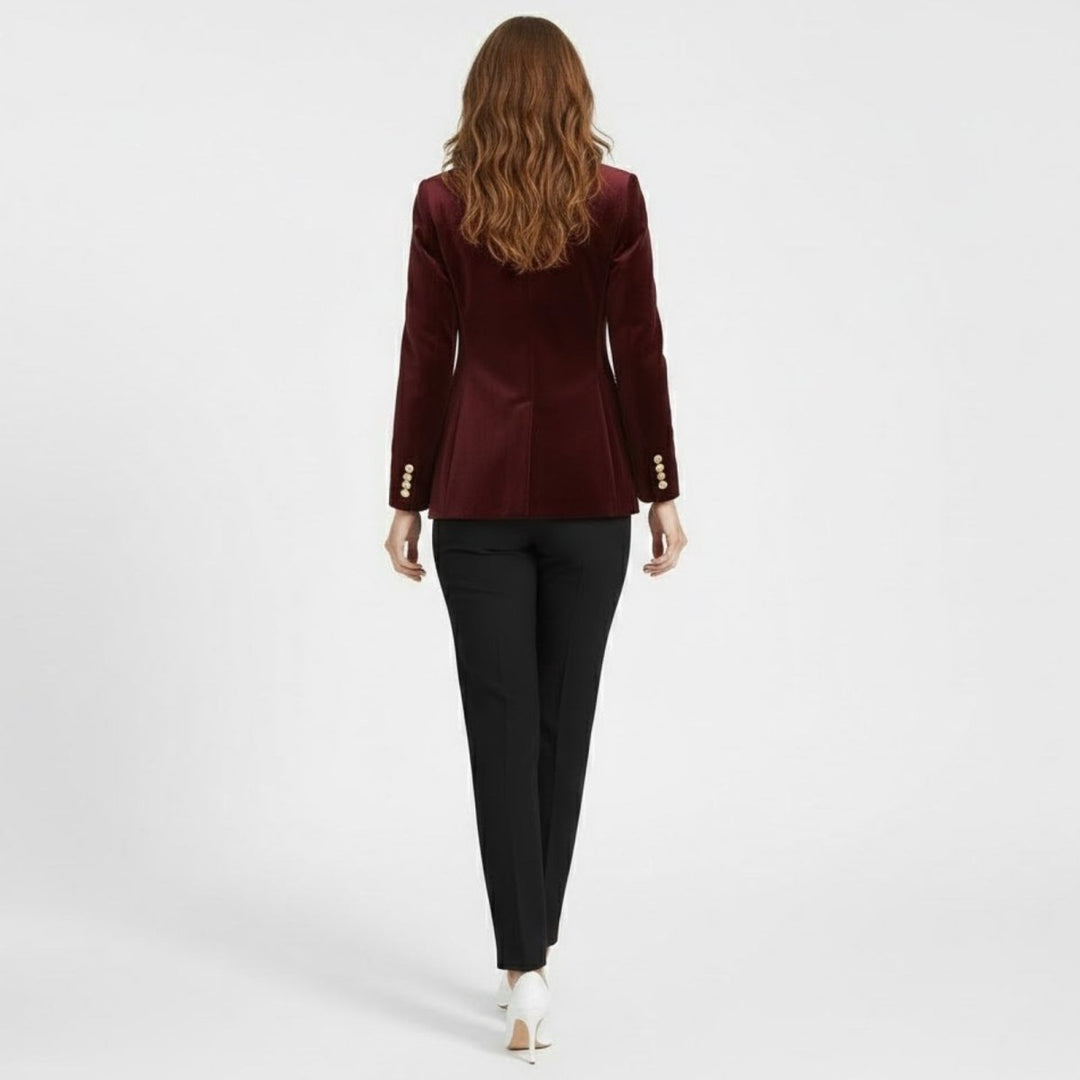 Women's Velvet Blazer Slim Fit - Satin Lapel Formal Occasion