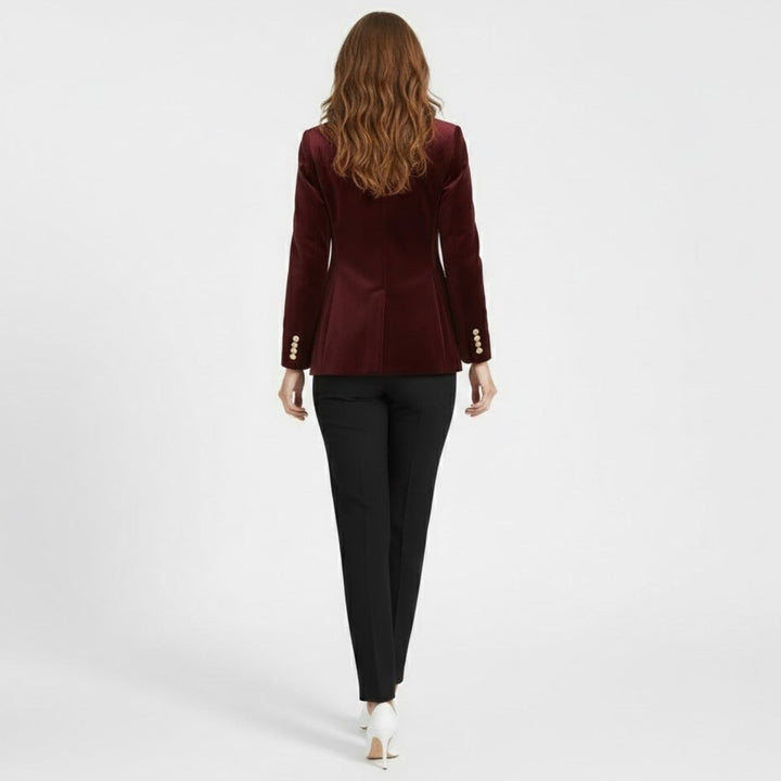 Women's Velvet Blazer Slim Fit - Satin Lapel Formal Occasion
