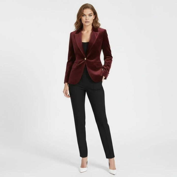 Women's Velvet Blazer Slim Fit - Satin Lapel Formal Occasion