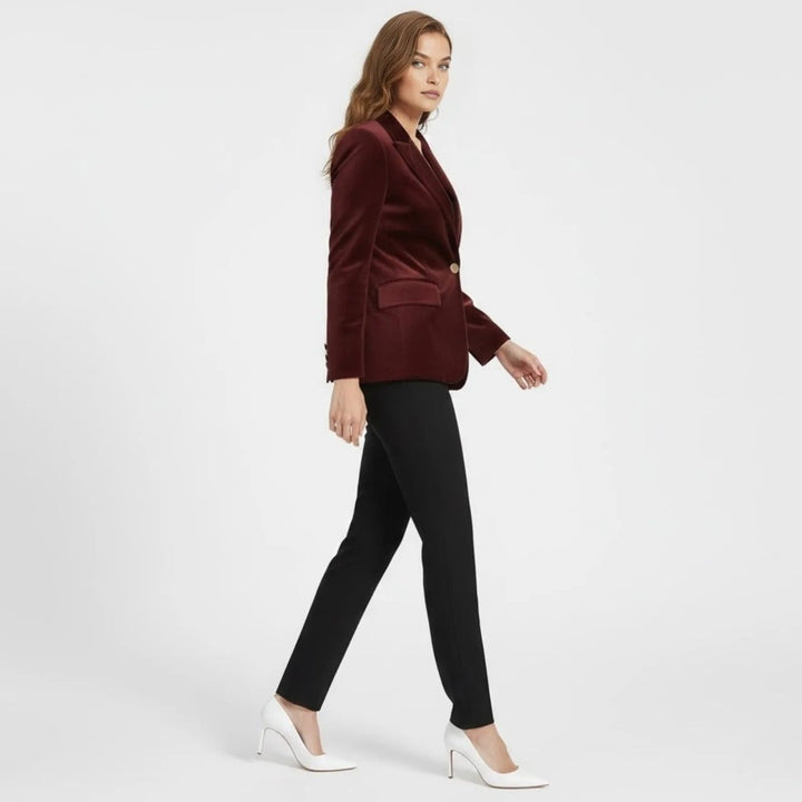 Women's Velvet Blazer Slim Fit - Satin Lapel Formal Occasion