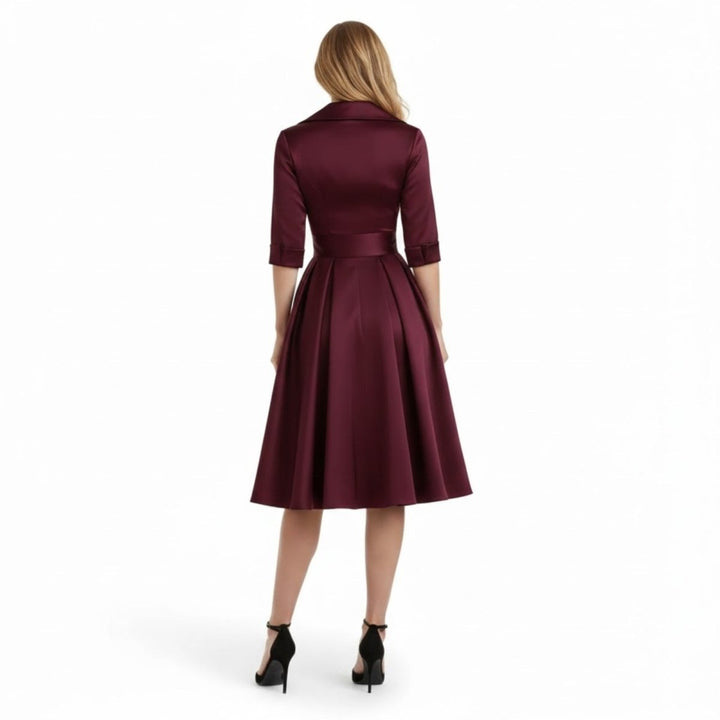 Women’s Satin Fit & Flare Midi Dress – Wedding Guest
