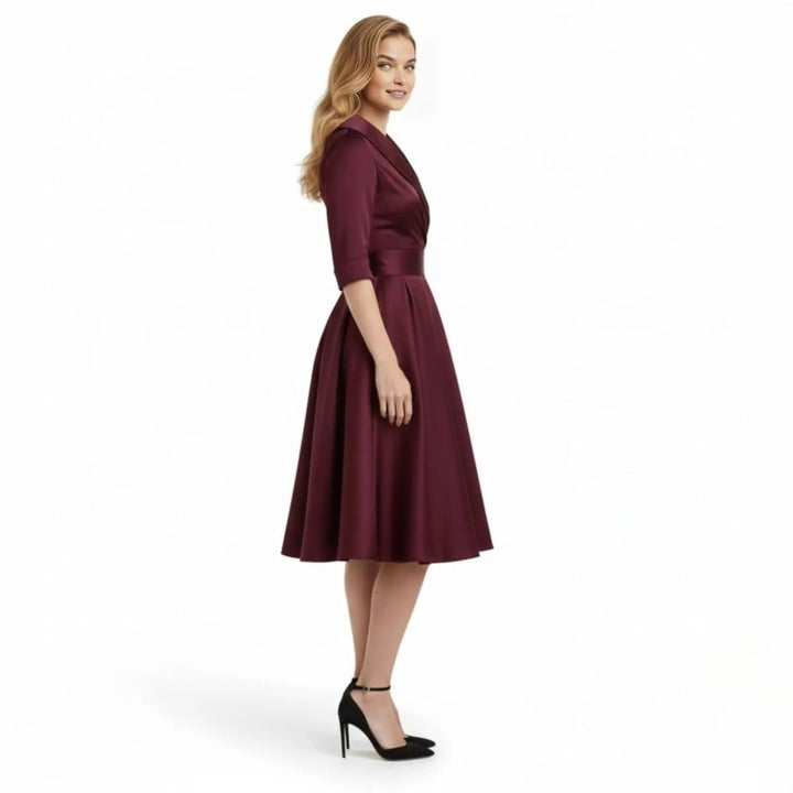 Women’s Satin Fit & Flare Midi Dress – Wedding Guest