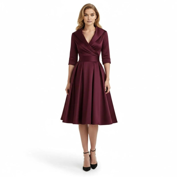 Women’s Satin Fit & Flare Midi Dress – Wedding Guest