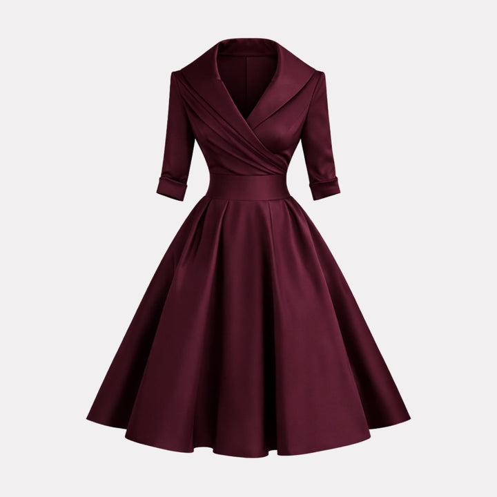 Women’s Satin Fit & Flare Midi Dress – Wedding Guest