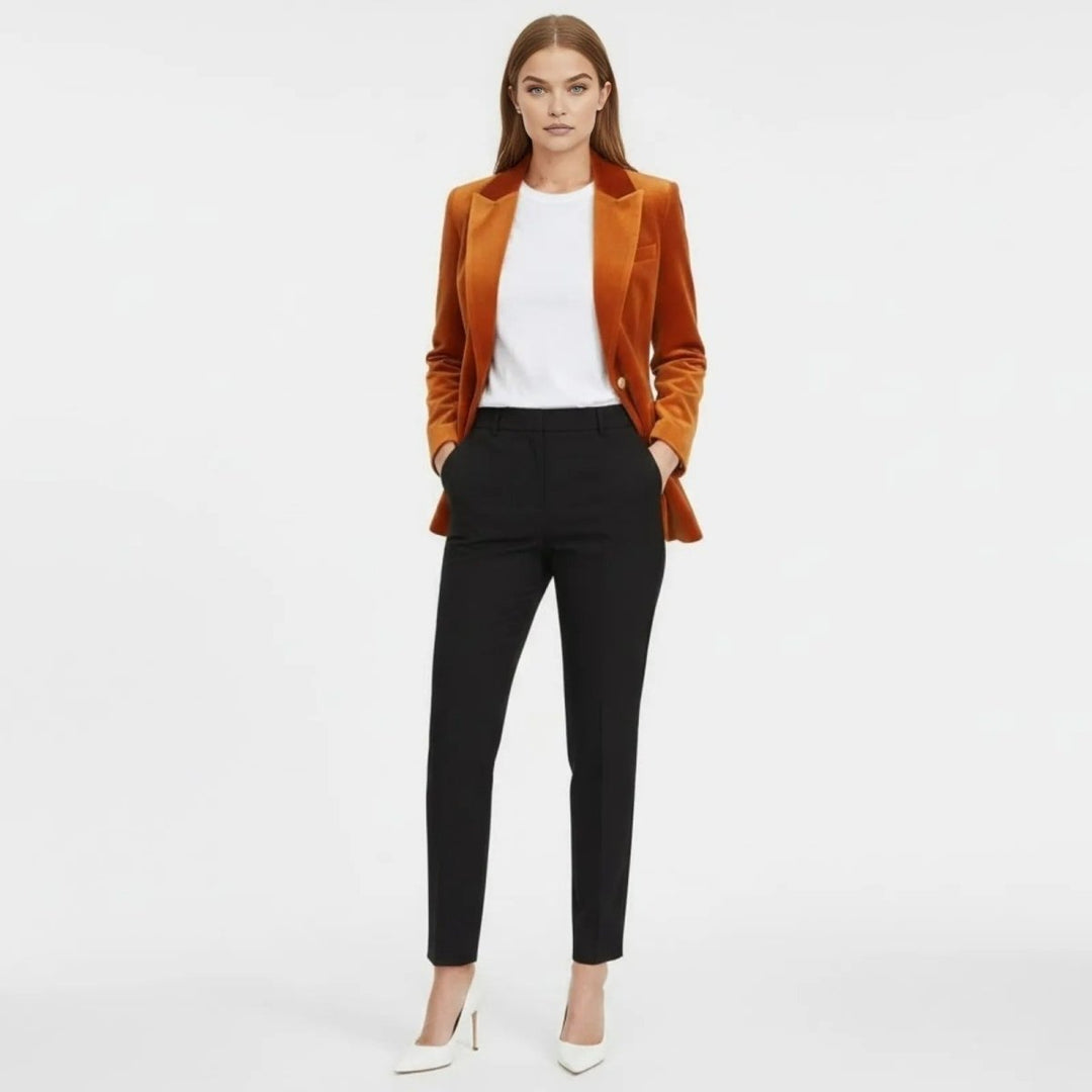 Women's Velvet Blazer Slim Fit - Satin Lapel Formal Occasion