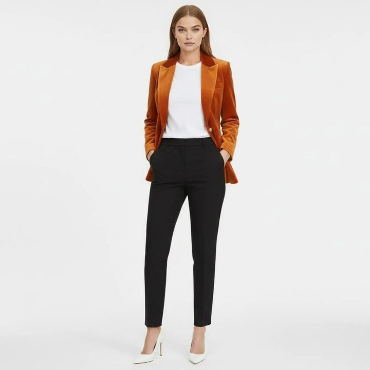 Women's Velvet Blazer Slim Fit - Satin Lapel Formal Occasion