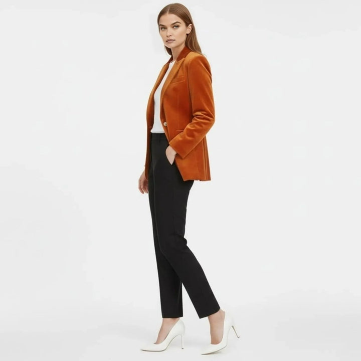 Women's Velvet Blazer Slim Fit - Satin Lapel Formal Occasion