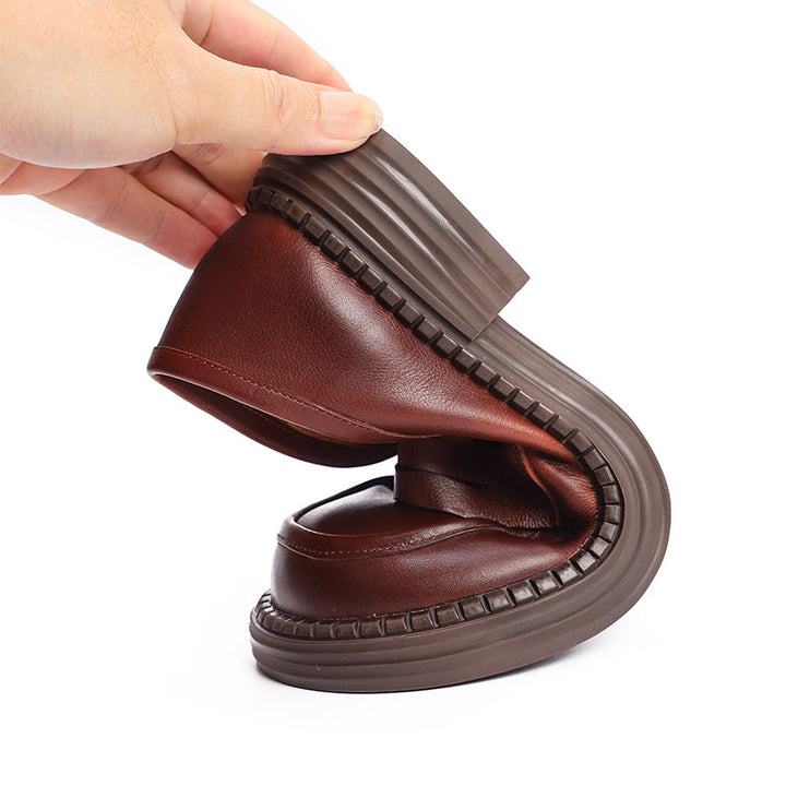 Wide Fit Leather Penny Loafer - Cowhide Round Toe Smart Casual