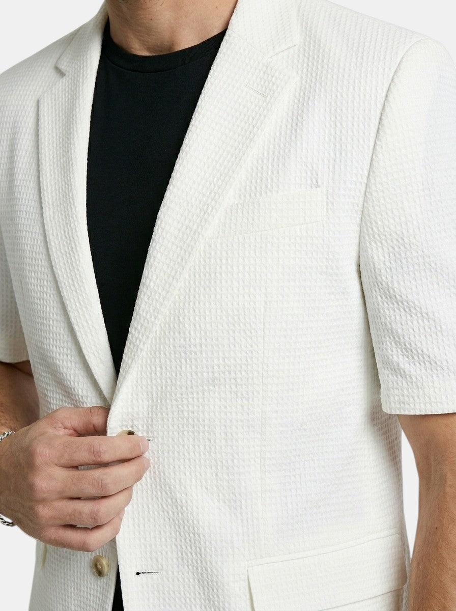 Blazer Co-ord Men - Textured Short Sleeve Shorts Smart Casual