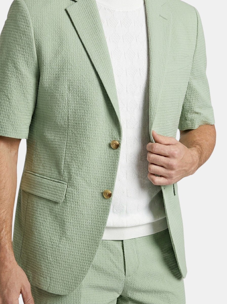 Blazer Co-ord Men - Textured Short Sleeve Shorts Smart Casual