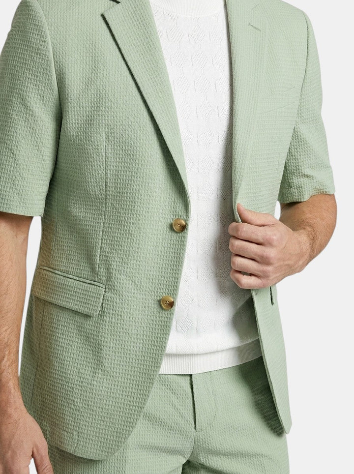Blazer Co-ord Men - Textured Short Sleeve Shorts Smart Casual