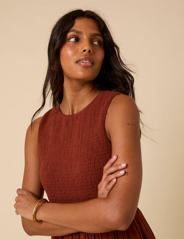 Smocked Cotton Midi Dress - Tiered A-Line Summer Party