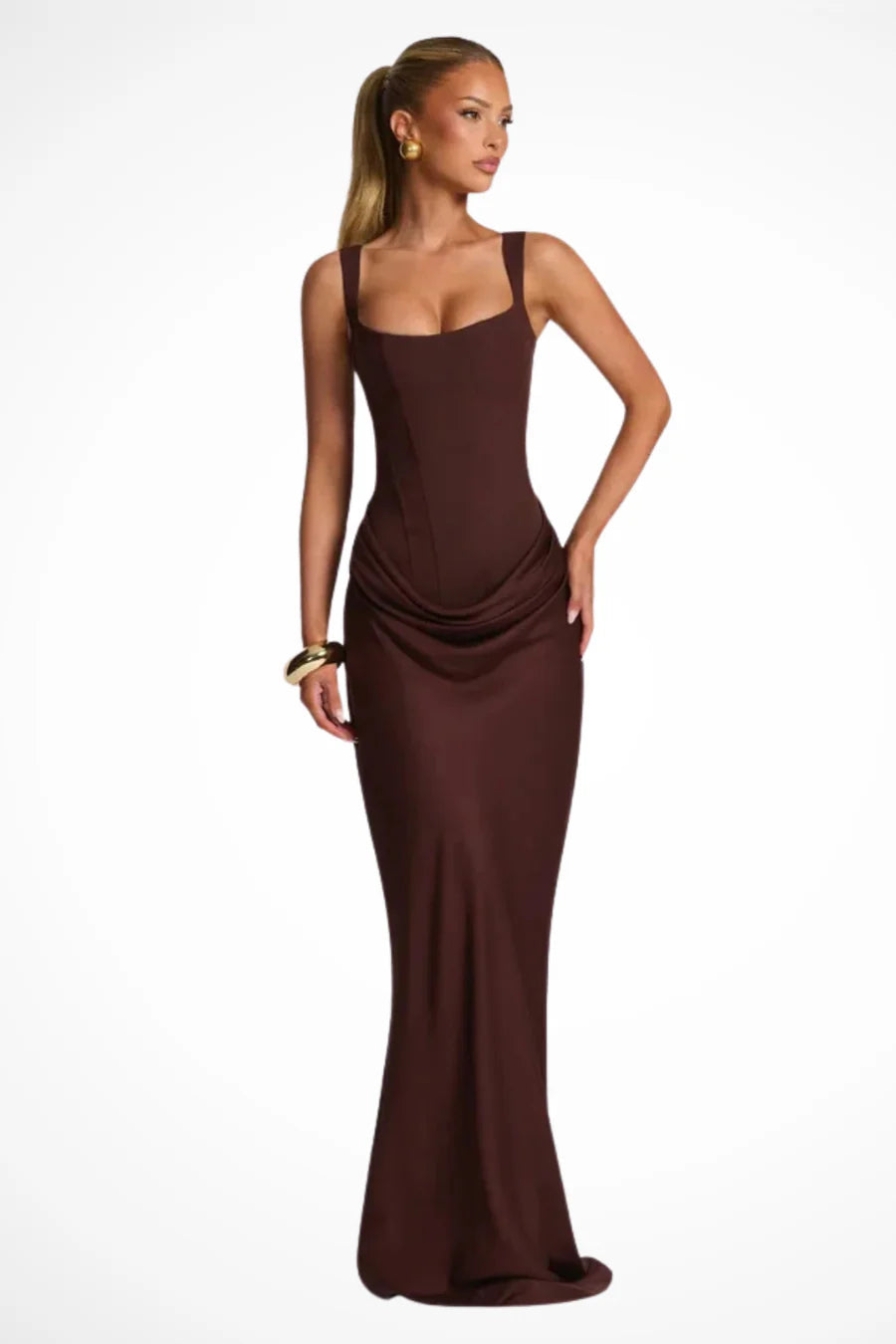 Women’s Sleeveless Bodycon Maxi Dress – Slim Fit Evening