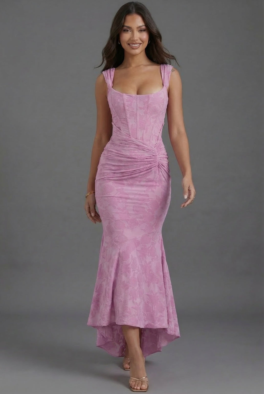 Corset Wedding Guest Dress - Fishtail High Low Maxi