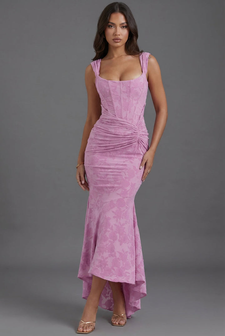 Corset Wedding Guest Dress - Fishtail High Low Maxi