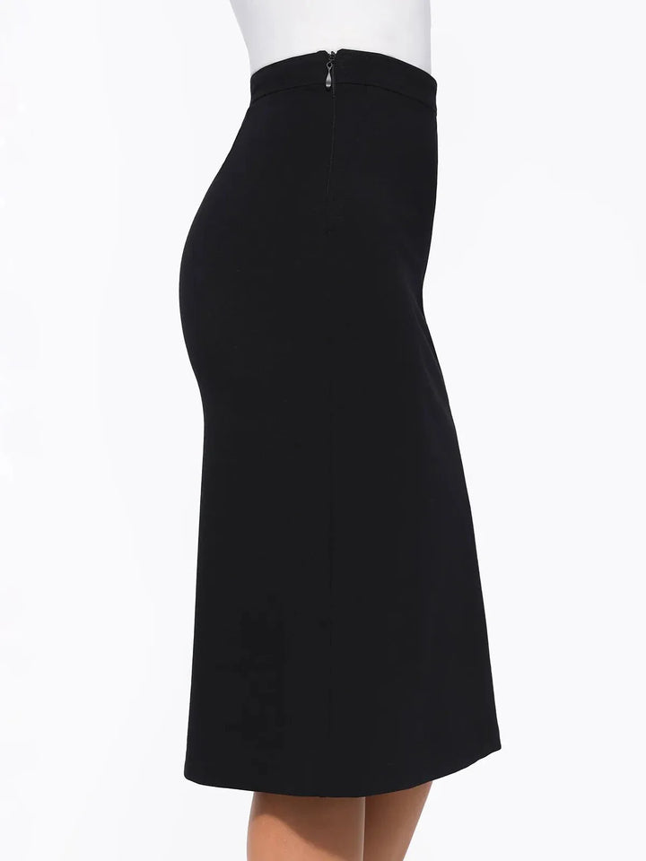Women's Ponte Pencil Skirt - High Waist Shaping Back Vent