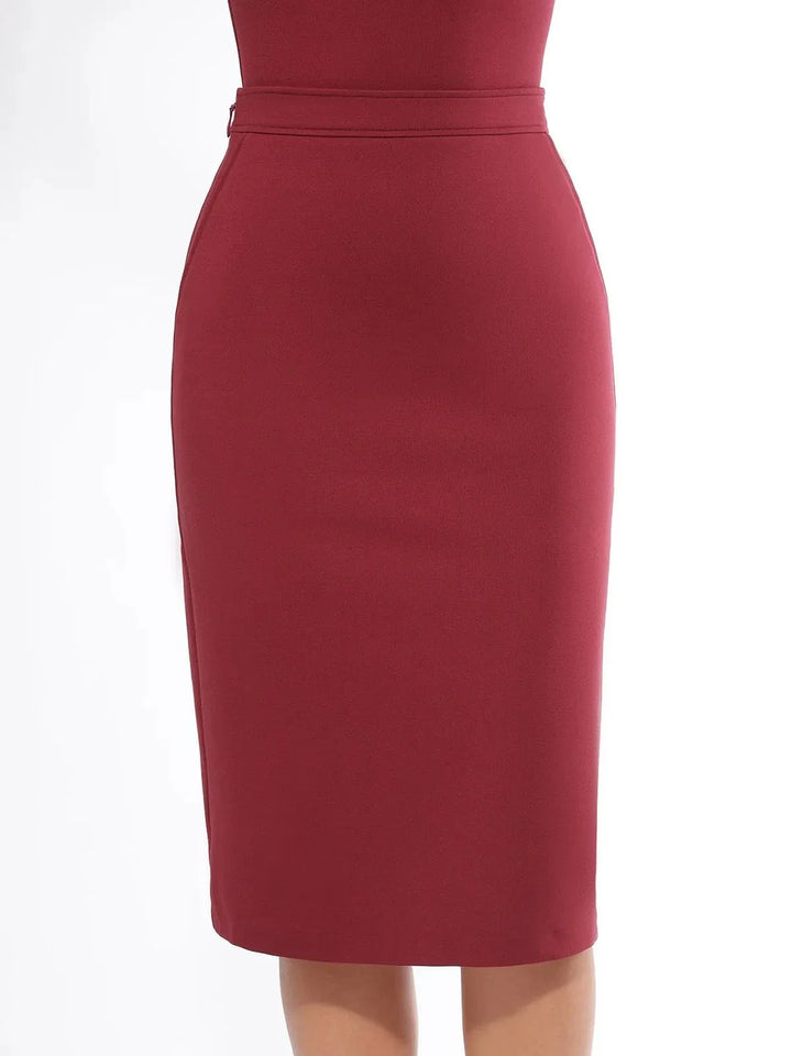 Women's Ponte Pencil Skirt - High Waist Shaping Back Vent
