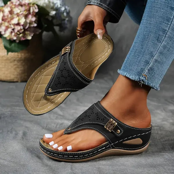Orthopaedic Wedge Sandal - Arch Support Wide Fit Plantar Fasciitis