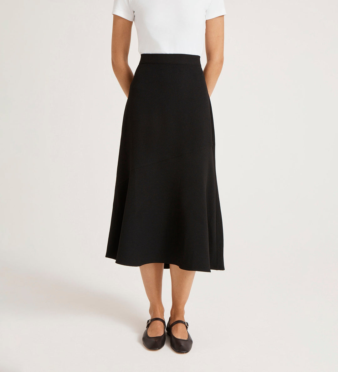 Crepe Midi Skirt - Flared A-Line Smart Casual Occasion Wear
