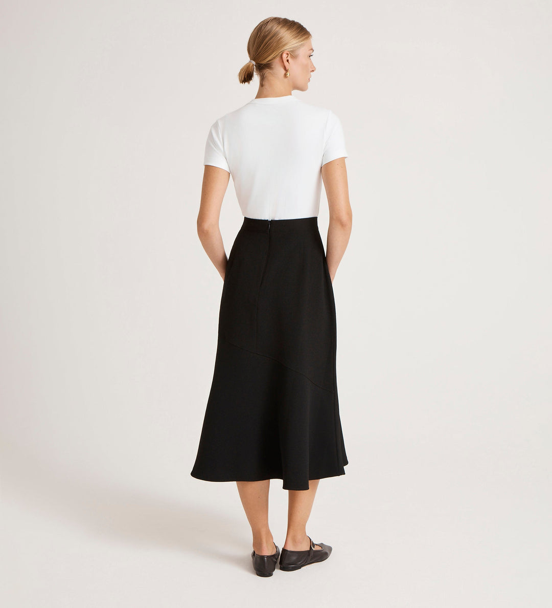 Crepe Midi Skirt - Flared A-Line Smart Casual Occasion Wear