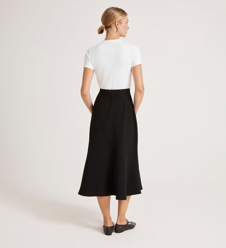 Crepe Midi Skirt - Flared A-Line Smart Casual Occasion Wear