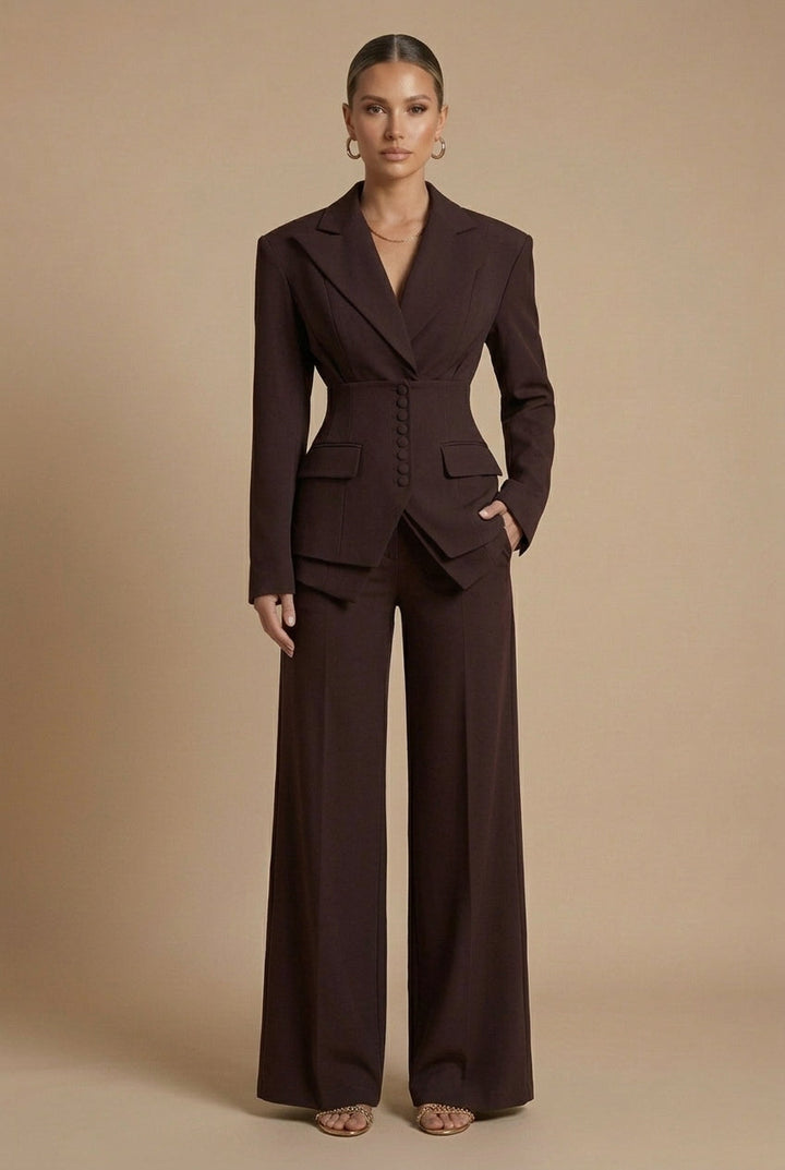 Tailored Blazer Set - Wide Leg Trousers Occasion Wear