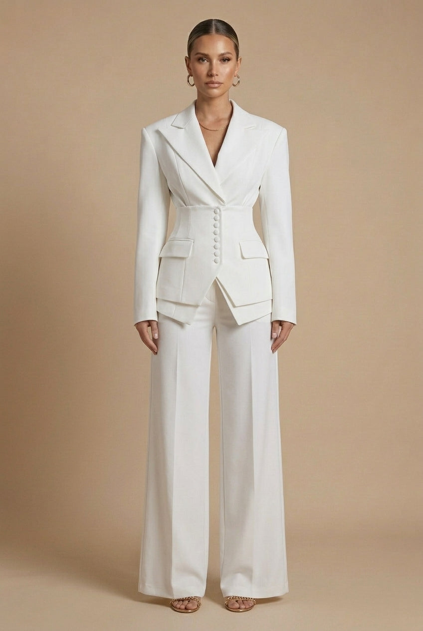 Tailored Blazer Set - Wide Leg Trousers Occasion Wear