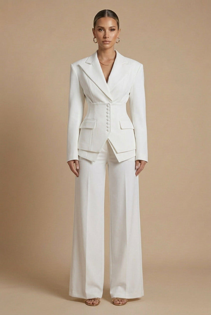 Tailored Blazer Set - Wide Leg Trousers Occasion Wear