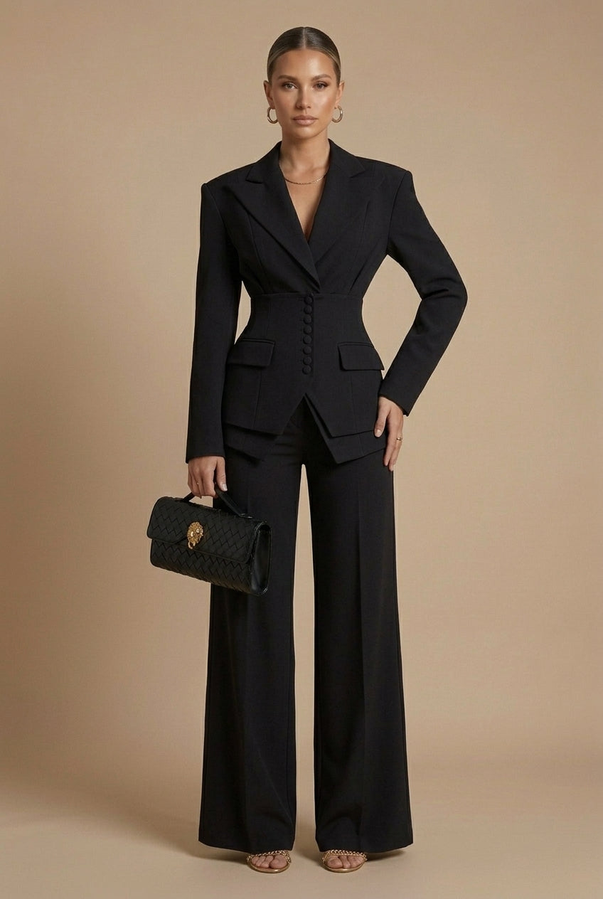 Tailored Blazer Set - Wide Leg Trousers Occasion Wear